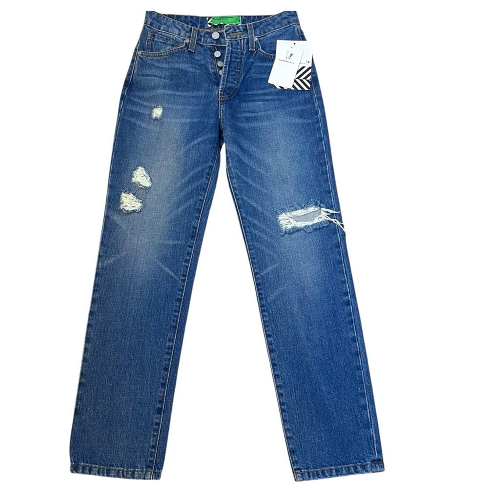 Free People SR vs Sandrine Rose Distressed Button Fly Jeans Size 24 Straight NWT
